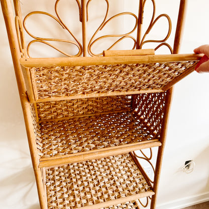 Boho Bamboo Rattan and Wicker Shelving Unit