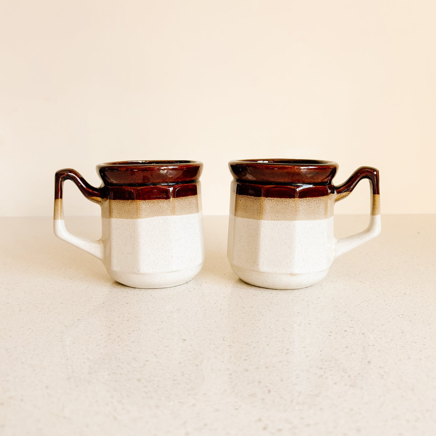 Vintage Brown/Tan/Beige Stoneware Mugs (made in Taiwan)