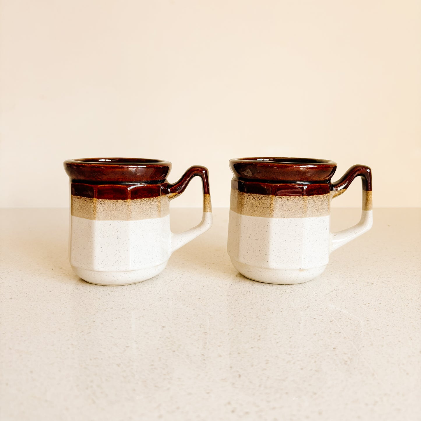 Vintage Brown/Tan/Beige Stoneware Mugs (made in Taiwan)