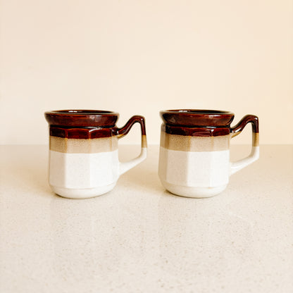 Vintage Brown/Tan/Beige Stoneware Mugs (made in Taiwan)