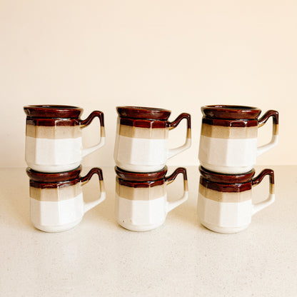 Vintage Brown/Tan/Beige Stoneware Mugs (made in Taiwan)