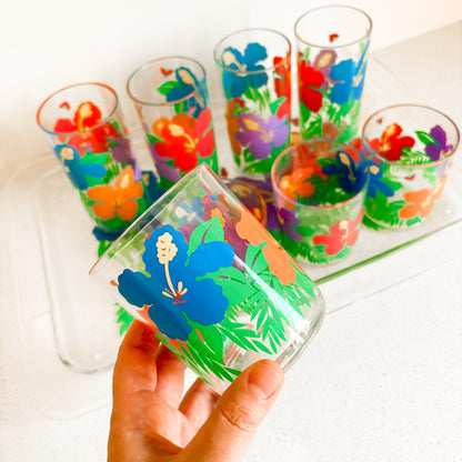 Acrylic Floral Glassware and Tray Set