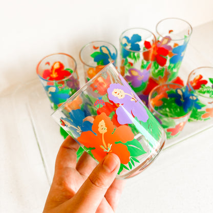 Acrylic Floral Glassware and Tray Set