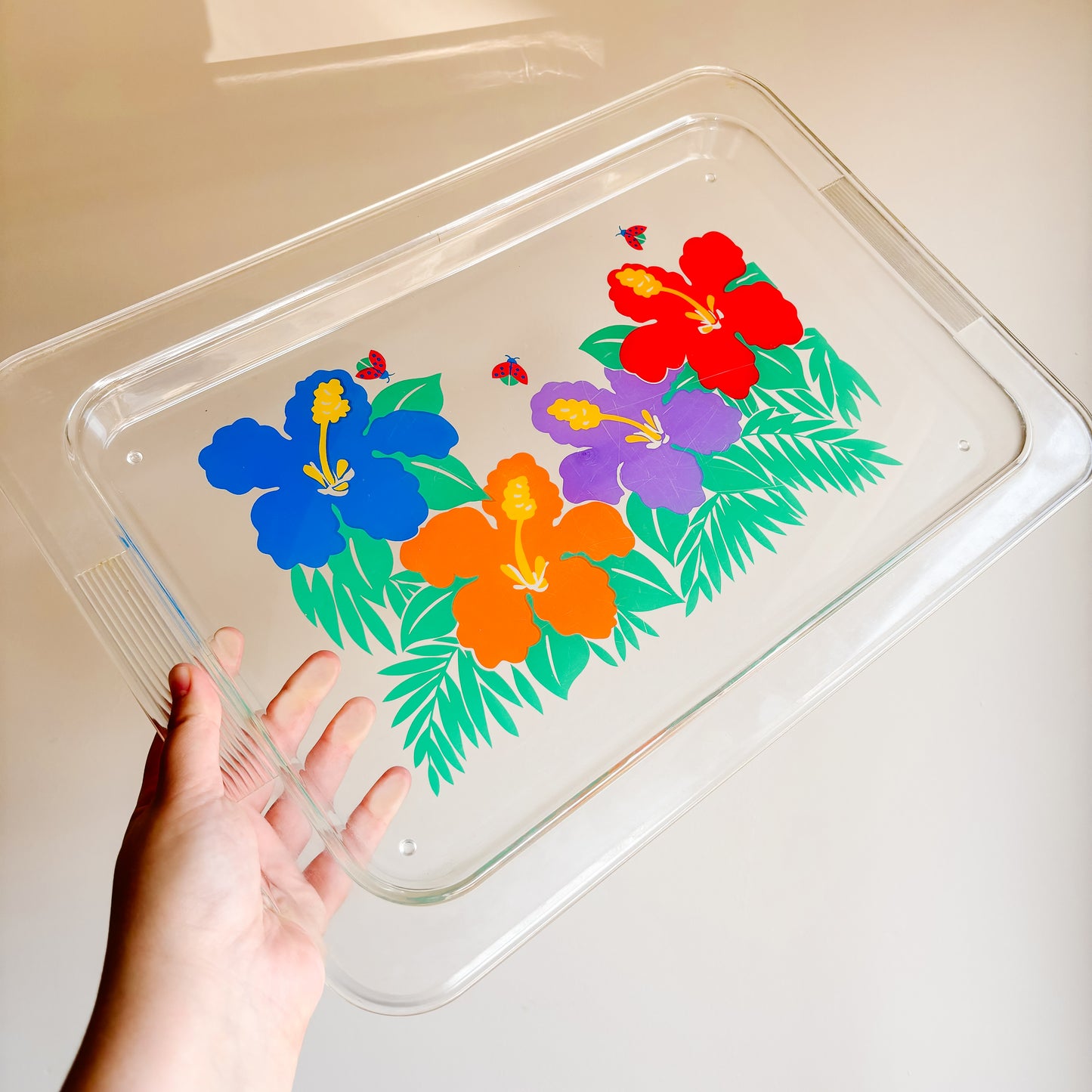 Acrylic Floral Glassware and Tray Set