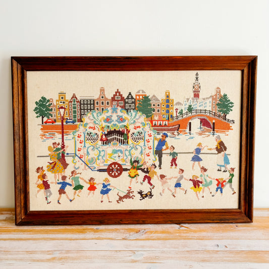 XL Cross Stitch Art - 1960s Amsterdam Street Organ Holland Netherlands