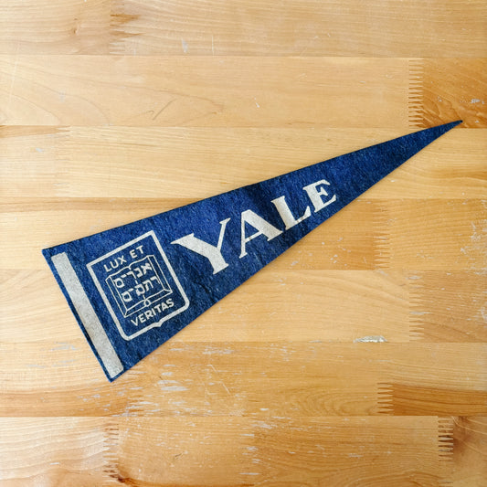 1950s Blue and White Yale University Felt Pennant