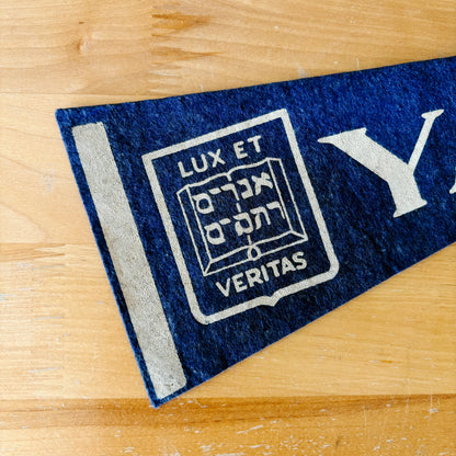 1950s Blue and White Yale University Felt Pennant