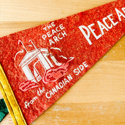 Peace Arch British Columbia Red Felt Pennant