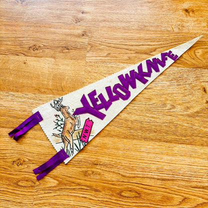 Yellowknife Northwest Territories White and Purple Felt Pennant