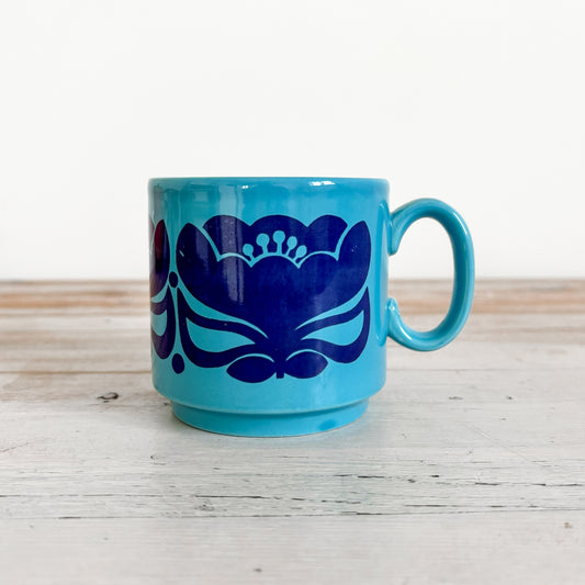 Staffordshire Royal Alma Ceramic Mug - Teal Blue and Navy