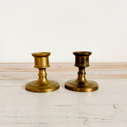 Small Brass Taper Candle Holders with Round Bases (2.5")