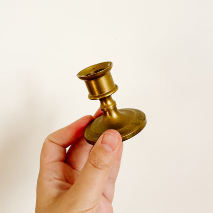 Small Brass Taper Candle Holders with Round Bases (2.5")