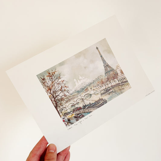 Art Print - Paris, Tour Eiffel et Sacré Coeur