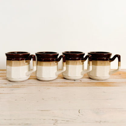 Vintage Taiwan Brown/Tan/Beige Stoneware Mugs (set of 4)