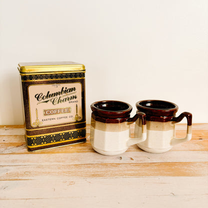 Vintage Taiwan Brown/Tan/Beige Stoneware Mugs (set of 4)