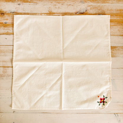 Embroidered Fabric Napkins with Cross Stitch Flowers (Set of 4)