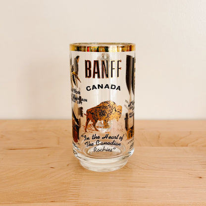 Beer Stein - Banff Alberta Tourist Landmarks Black and Gold Glassware