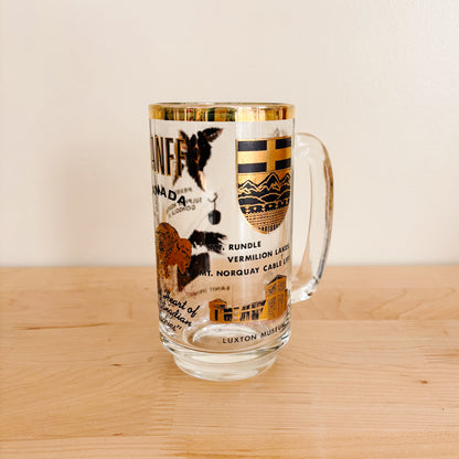 Beer Stein - Banff Alberta Tourist Landmarks Black and Gold Glassware