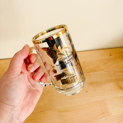 Beer Stein - Banff Alberta Tourist Landmarks Black and Gold Glassware