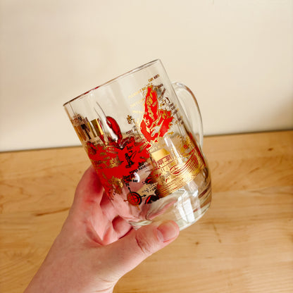 Beer Stein - Nova Scotia Red and Gold Provincial Glassware