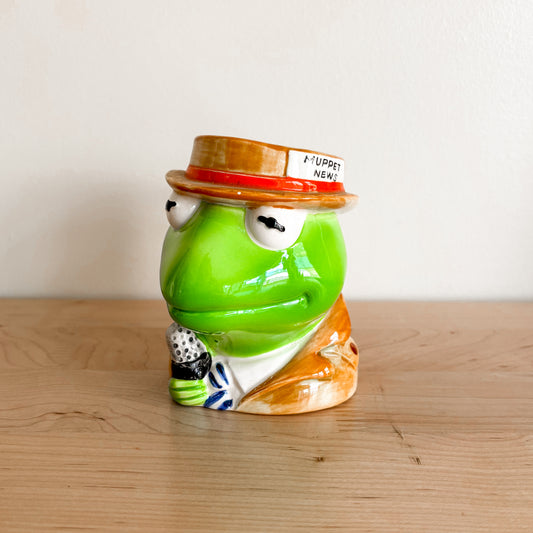 Vintage Kermit the Frog Reporter Ceramic Mug - Made in Japan