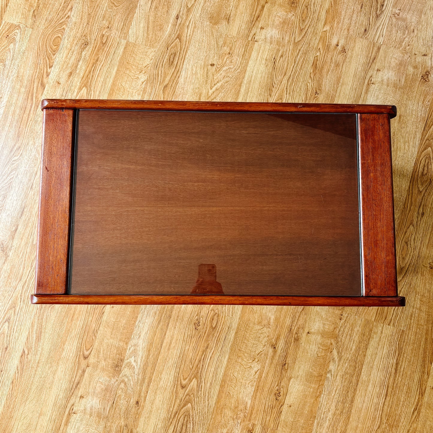 Vintage MCM Coffee Table with Glass Top