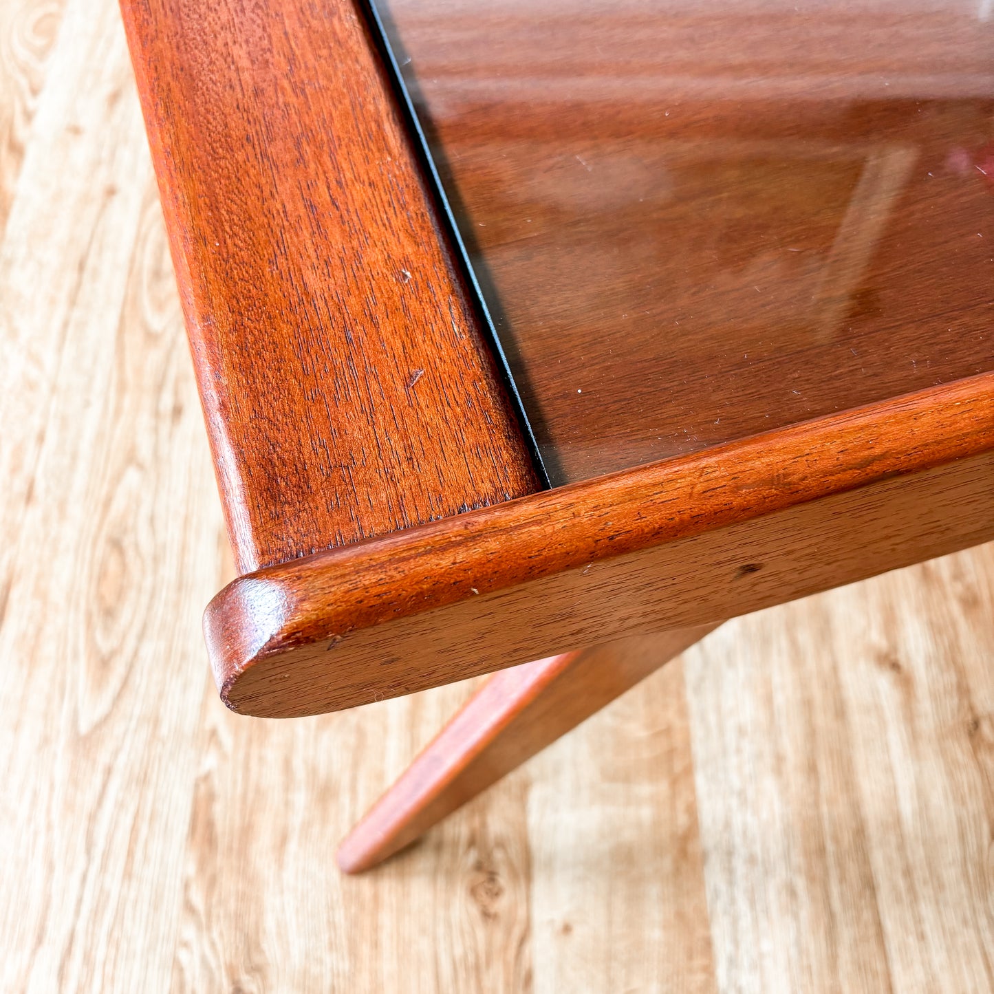 Vintage MCM Coffee Table with Glass Top