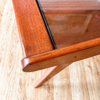 Vintage MCM Coffee Table with Glass Top