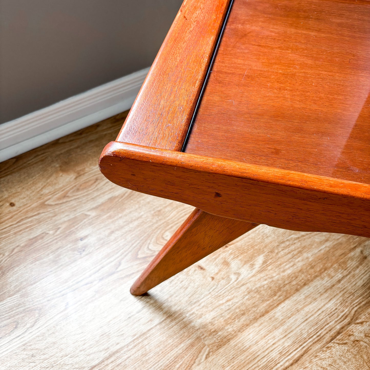 Vintage MCM Coffee Table with Glass Top