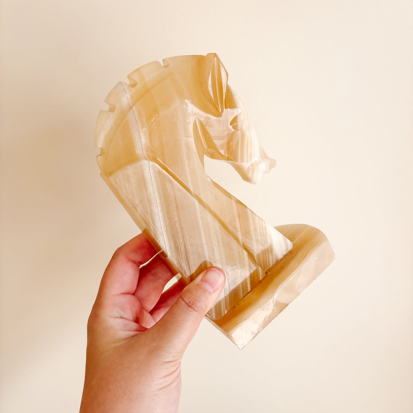 Vintage Pink and White Onyx Horse Bookends - Set of 2
