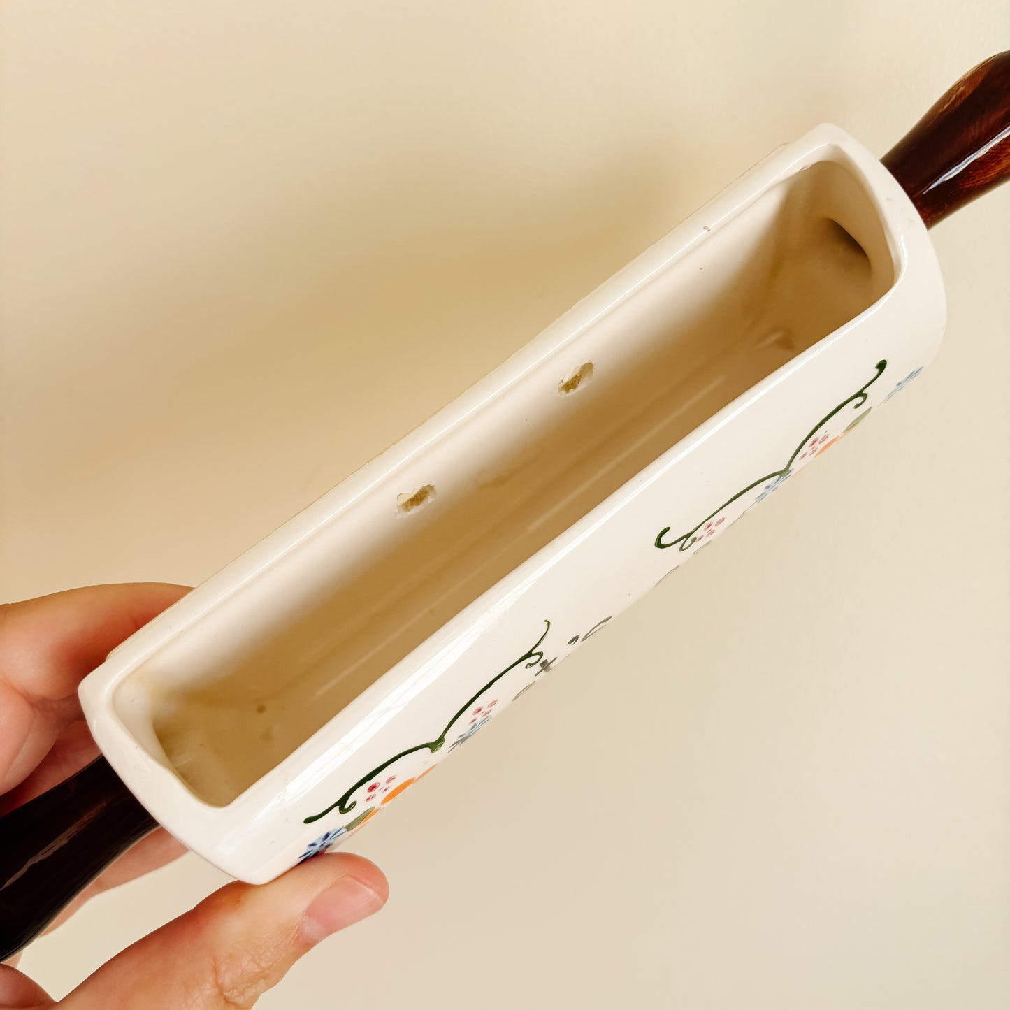 Vintage Ceramic Wall Pocket "Let's Eat Out" Norcrest Japan