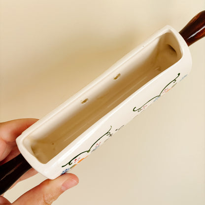 Vintage Ceramic Wall Pocket "Let's Eat Out" Norcrest Japan