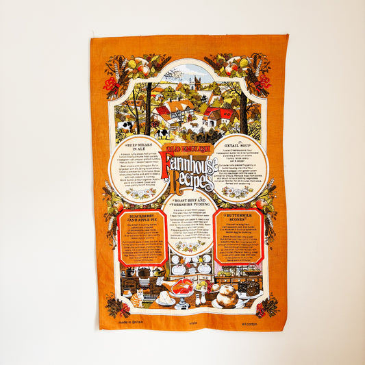 Vintage Cotton Tea Towel - Old English Farmhouse Recipes