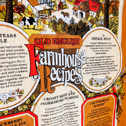 Vintage Cotton Tea Towel - Old English Farmhouse Recipes