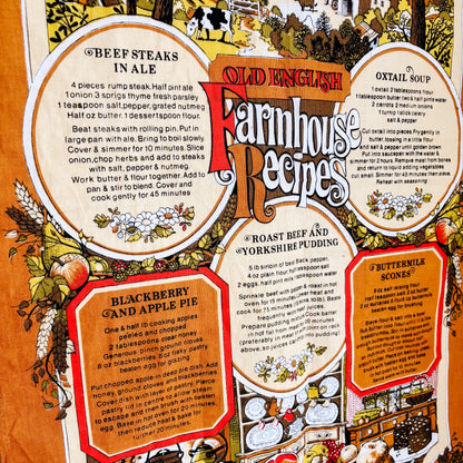 Vintage Cotton Tea Towel - Old English Farmhouse Recipes