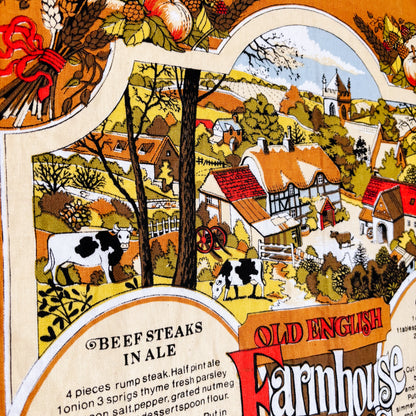 Vintage Cotton Tea Towel - Old English Farmhouse Recipes