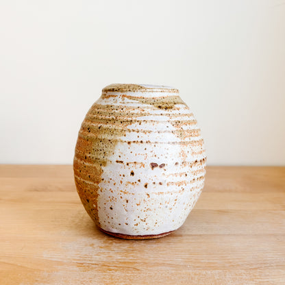 Two-Tone Cream and Olive Green Studio Pottery Vase