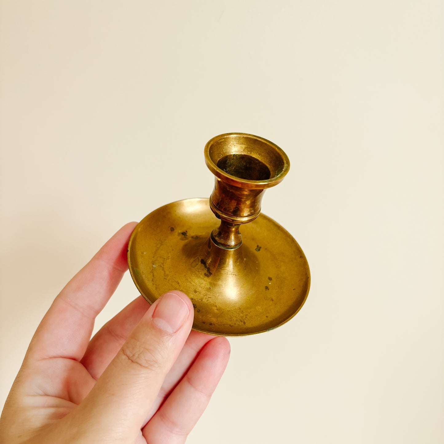 Medium Brass Taper Candle Holders with Round Bases (3.5")