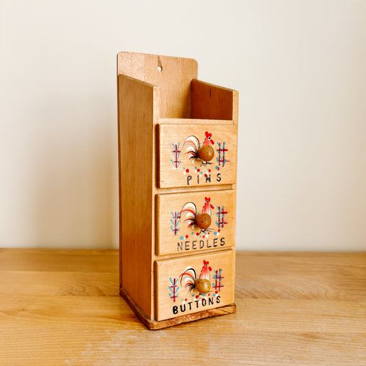 Vintage Wooden Sewing Notions Storage Drawers