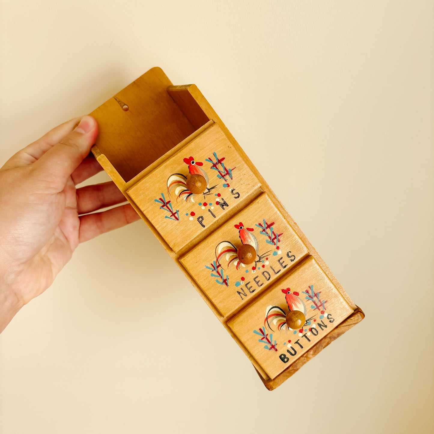 Vintage Wooden Sewing Notions Storage Drawers