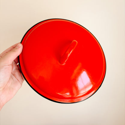 Midcentury Red Enamel 5 Quart Soup Pot with Lid