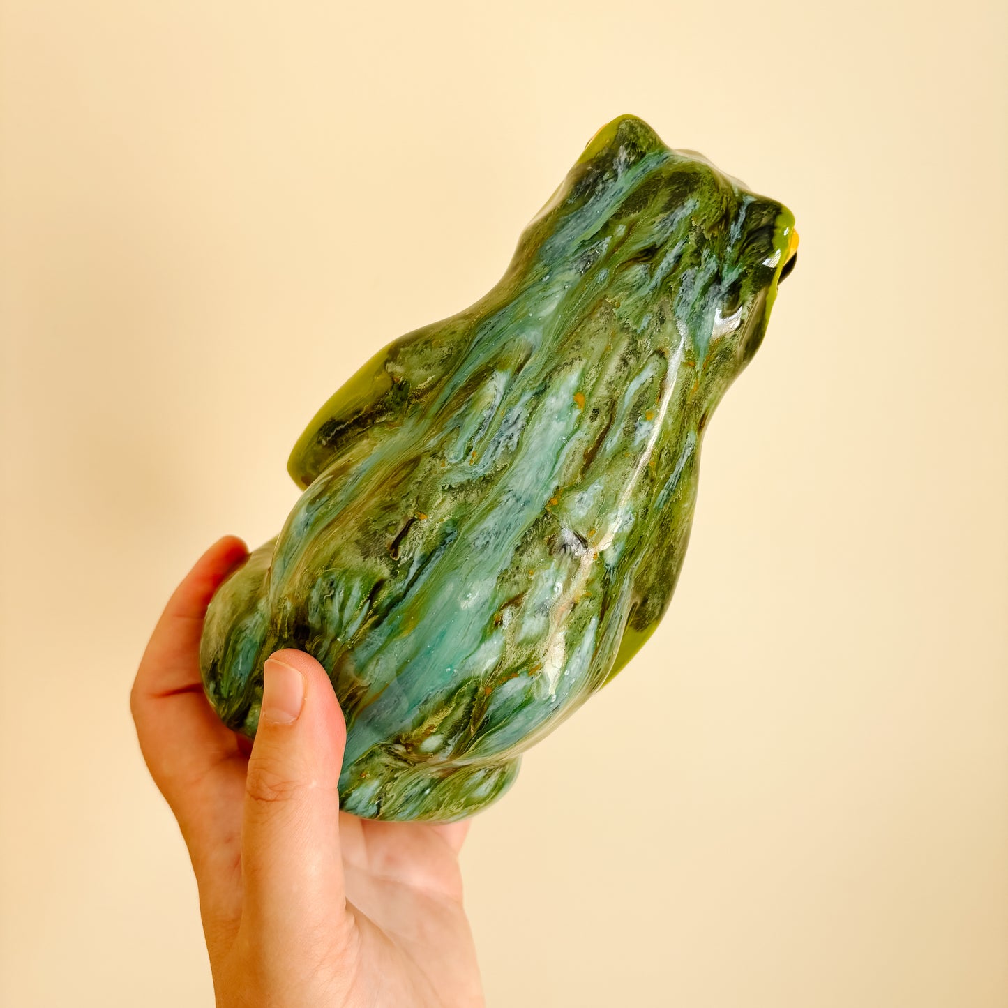 Hand-Painted Ceramic Sitting Frog Figurine