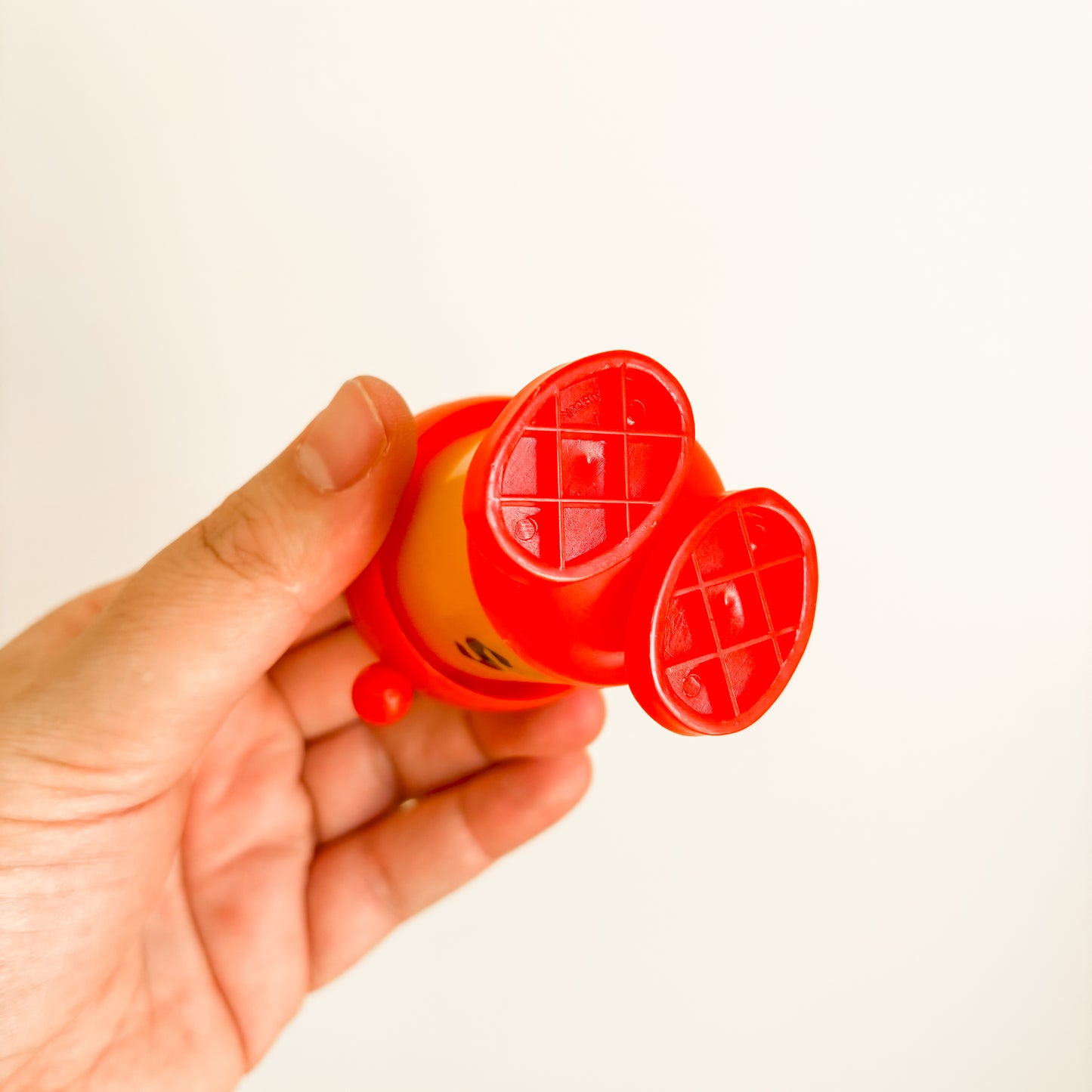 Salt & Pepper Shakers - Red & Yellow Plastic Figurines