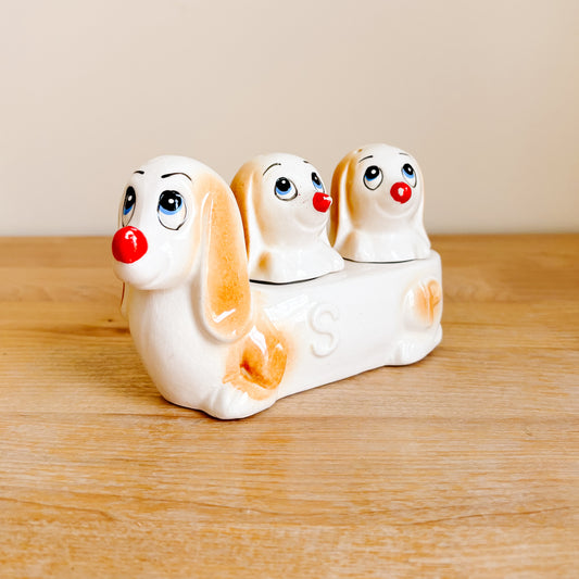 Salt & Pepper Shakers - Ceramic Dachshund with Puppies