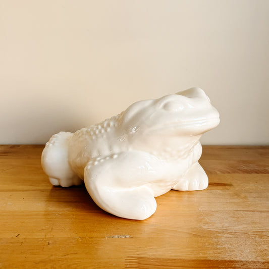 White Ceramic Toad Frog Planter (Made in Canada)