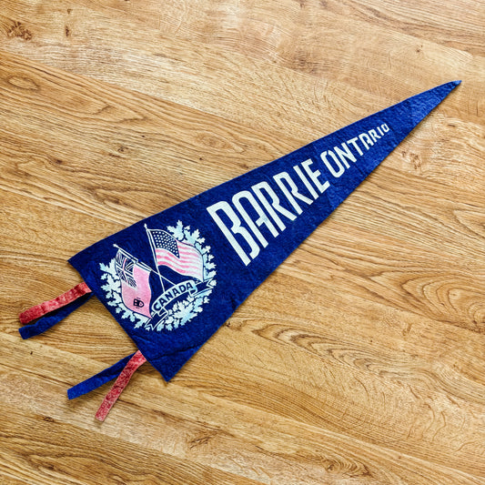 Barrie Ontario 1950s Blue Felt Pennant