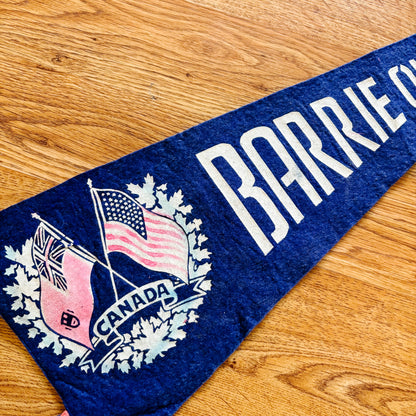 Barrie Ontario 1950s Blue Felt Pennant