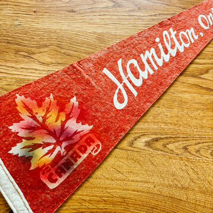 Hamilton Ontario 1950s Red Felt Pennant
