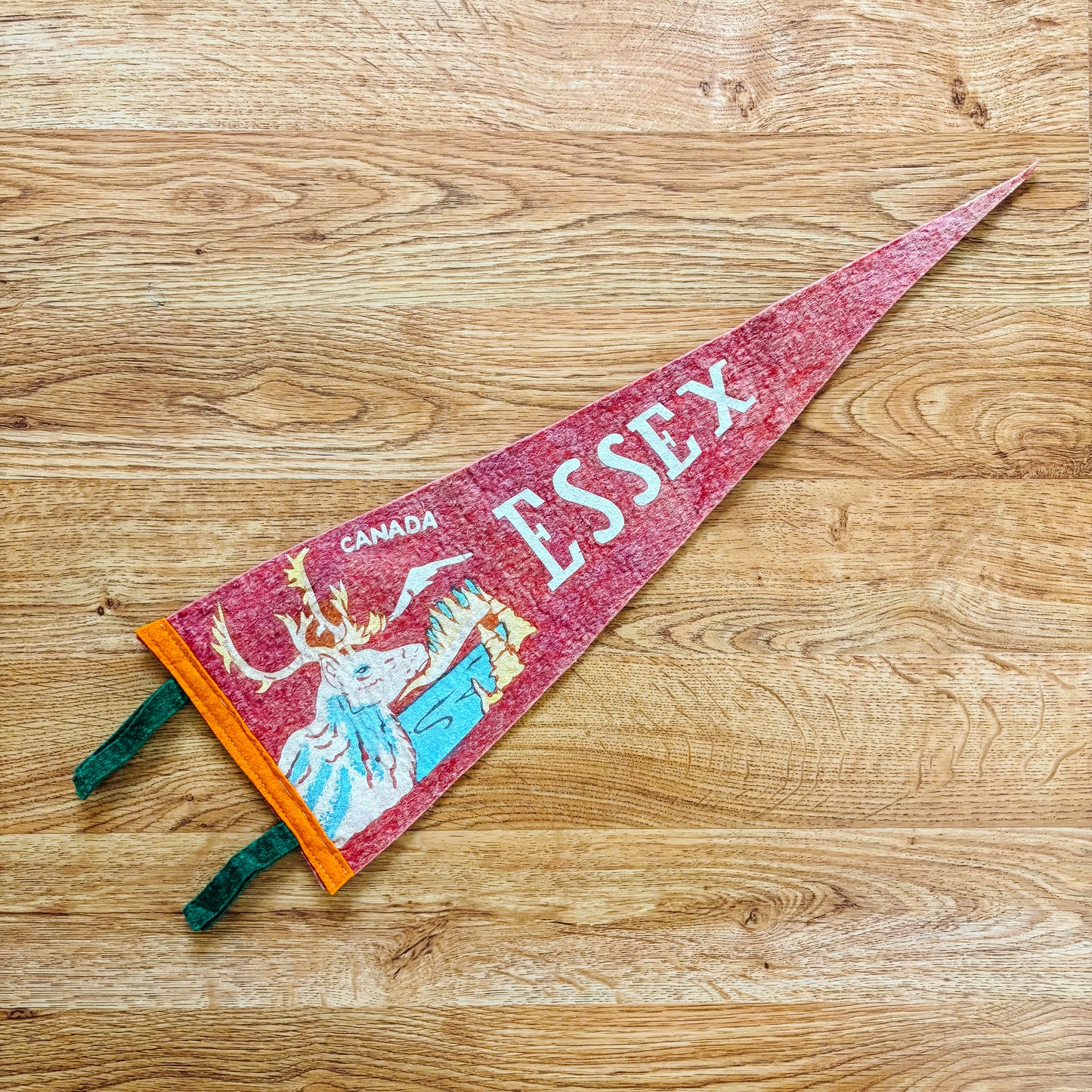 Essex County Ontario 1950s Red Felt Pennant