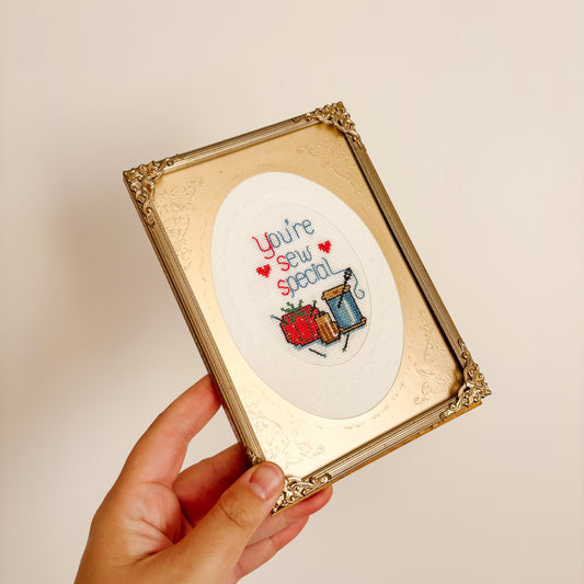 "You're Sew Special" Mini Framed Cross-Stitch Art
